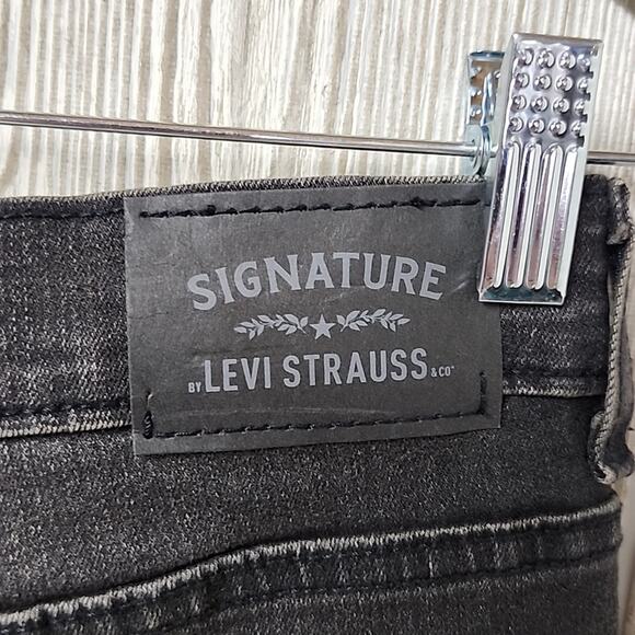 Levi's Signature Black Denim Taper Jeans Distreseed Adjustable Waist Boys 18 NWT - Picture 8 of 15